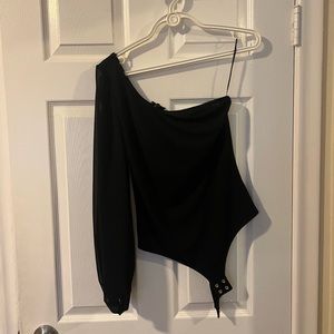 Black One Shoulder Bodysuit
